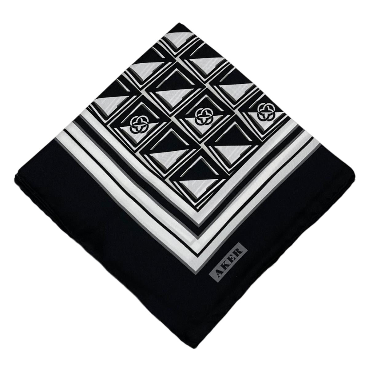 Aker İpek Eşarp - 8968713-912 Siyah Ekru Twill
