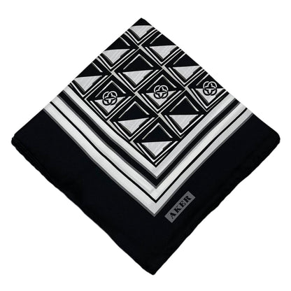 Aker İpek Eşarp - 8968713-912 Siyah Ekru Twill