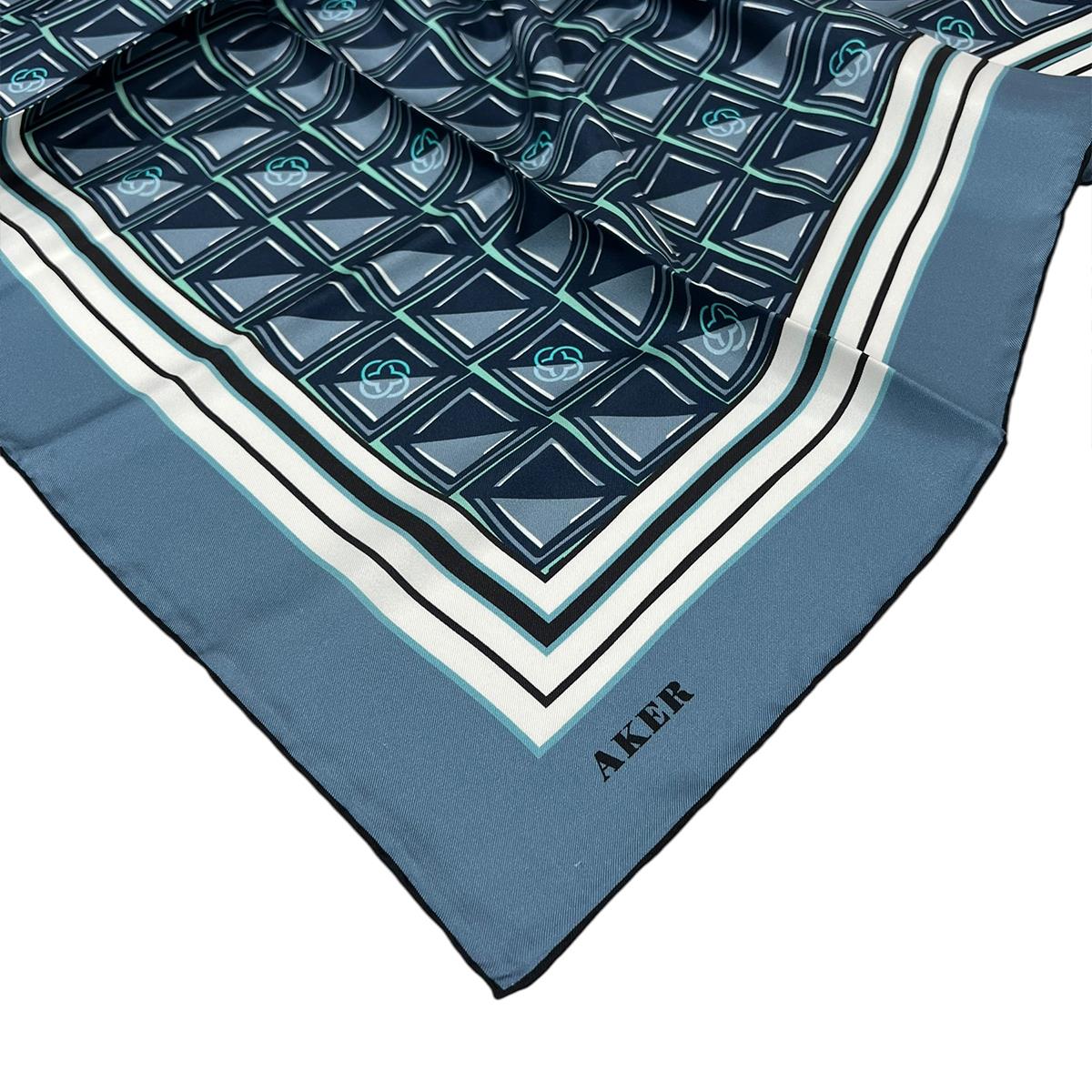 Aker İpek Eşarp - 8968713-913 Metalik Mavi Twill