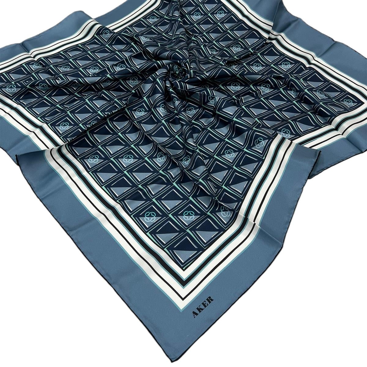 Aker İpek Eşarp - 8968713-913 Metalik Mavi Twill