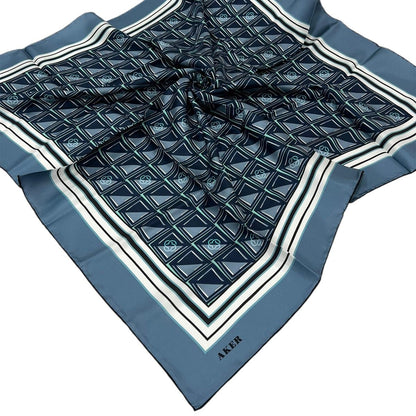 Aker İpek Eşarp - 8968713-913 Metalik Mavi Twill