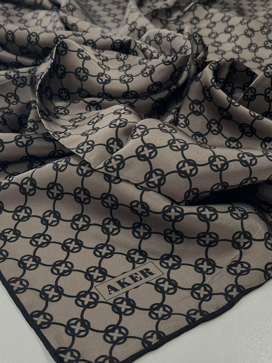Aker İpek Eşarp - 8991713-913 Vizon Siyah Twill