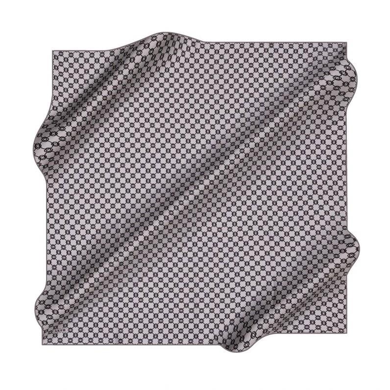 Aker İpek Eşarp - 8991713-972- Gümüş Siyah Twill