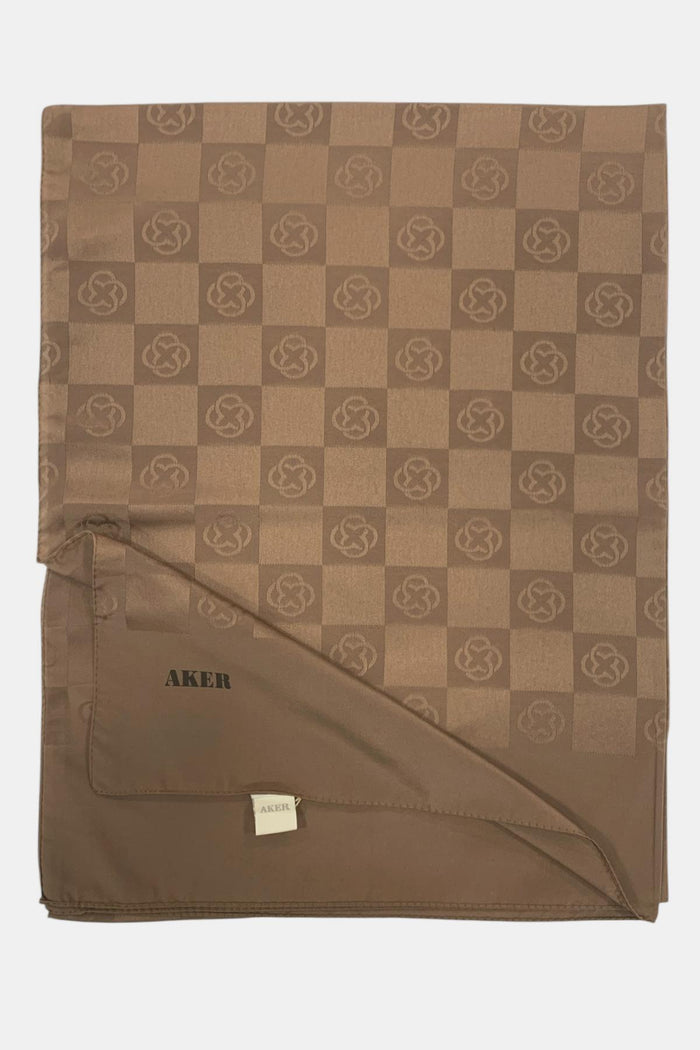 Aker Monogram Şal - Yeni Dama Desenli - Kahverengi 931