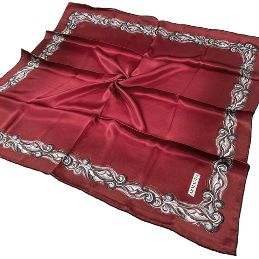 Armanda Varaklı İpek Eşarp - Rüzgar - Bordo Gold