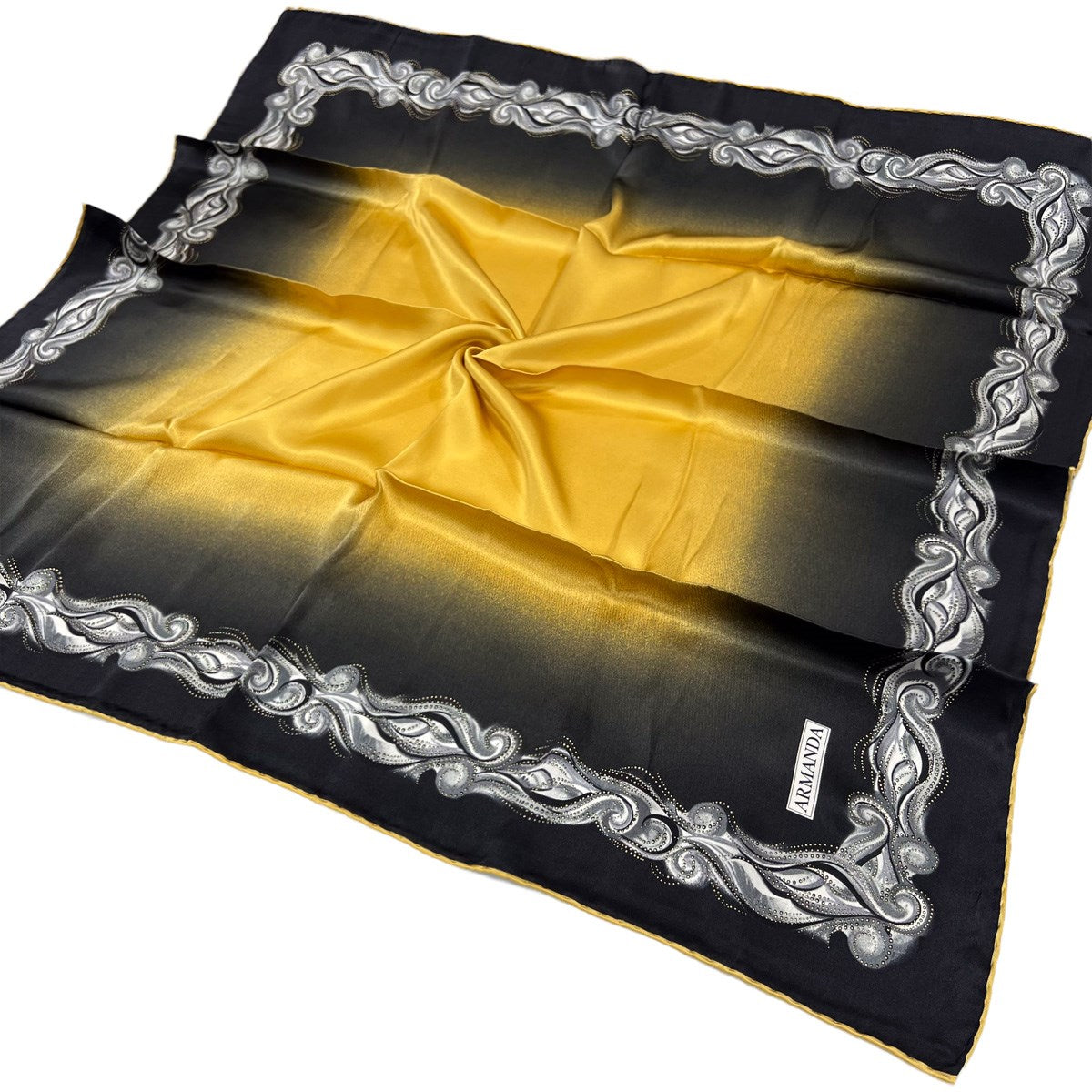 Armanda Varaklı İpek Eşarp - Rüzgar - Siyah Gold