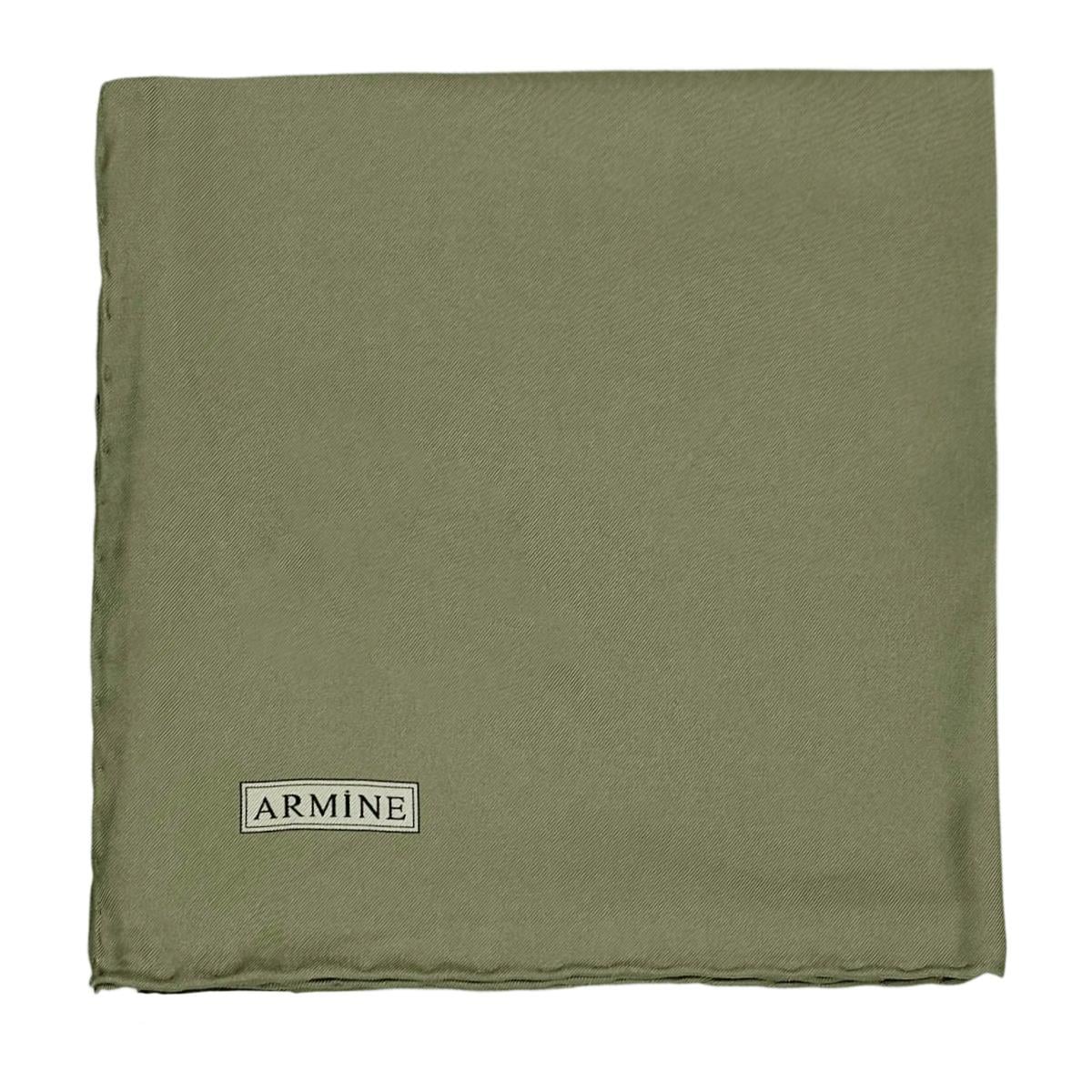 Armine Düz İpek Eşarp - 177 Yağ Yeşili Twill