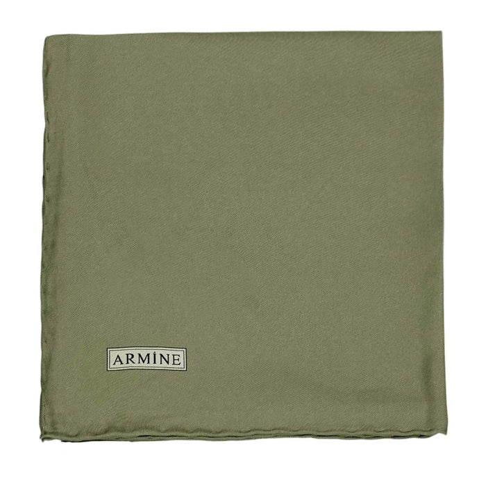 Armine Düz İpek Eşarp - 177 Yağ Yeşili Twill