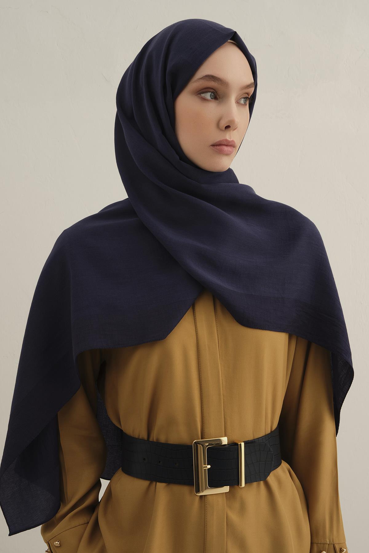 Armine Düz Lyocell Şal - Lacivert 02