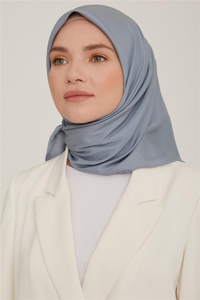 Armine Düz Twill Eşarp - Metalik Mavi 784