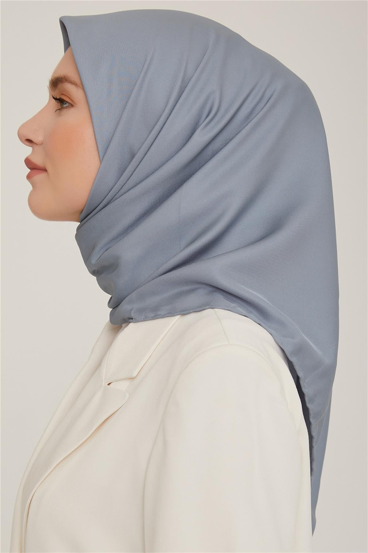 Armine Düz Twill Eşarp - Metalik Mavi 784