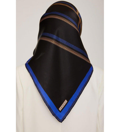 Armine İpek Eşarp 2023 Kış 8833-39 Siyah Saks Twill