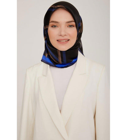 Armine İpek Eşarp 2023 Kış 8833-39 Siyah Saks Twill