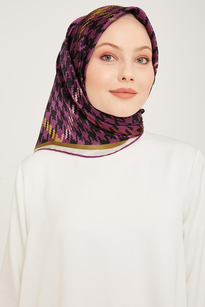 Armine İpek Eşarp 2024 Kış - 9000-55 Mürdüm Twill