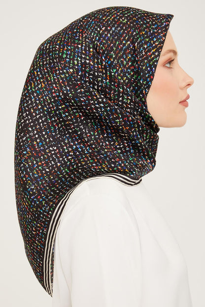 Armine İpek Eşarp Nostalji - 9013-09 Siyah Twill