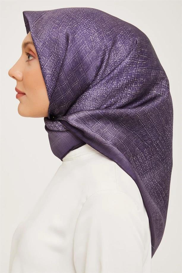 Armine İpek Eşarp 2024 Kış - 9030-01 Mor Twill