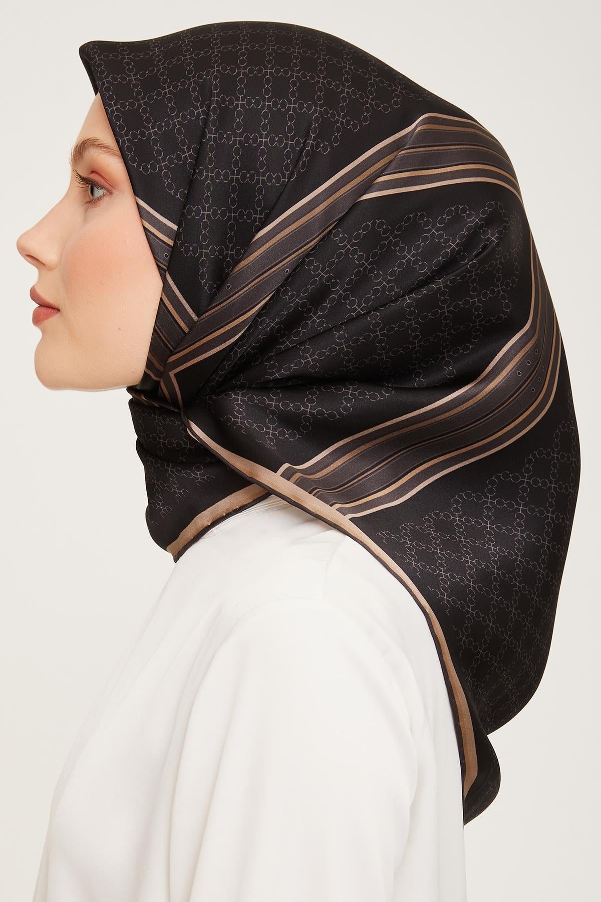 Armine İpek Eşarp Nostalji - 9054-01 Siyah Vizon Twill