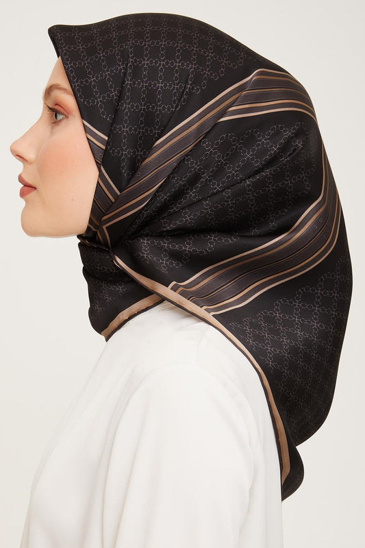 Armine İpek Eşarp Nostalji - 9054-01 Siyah Vizon Twill