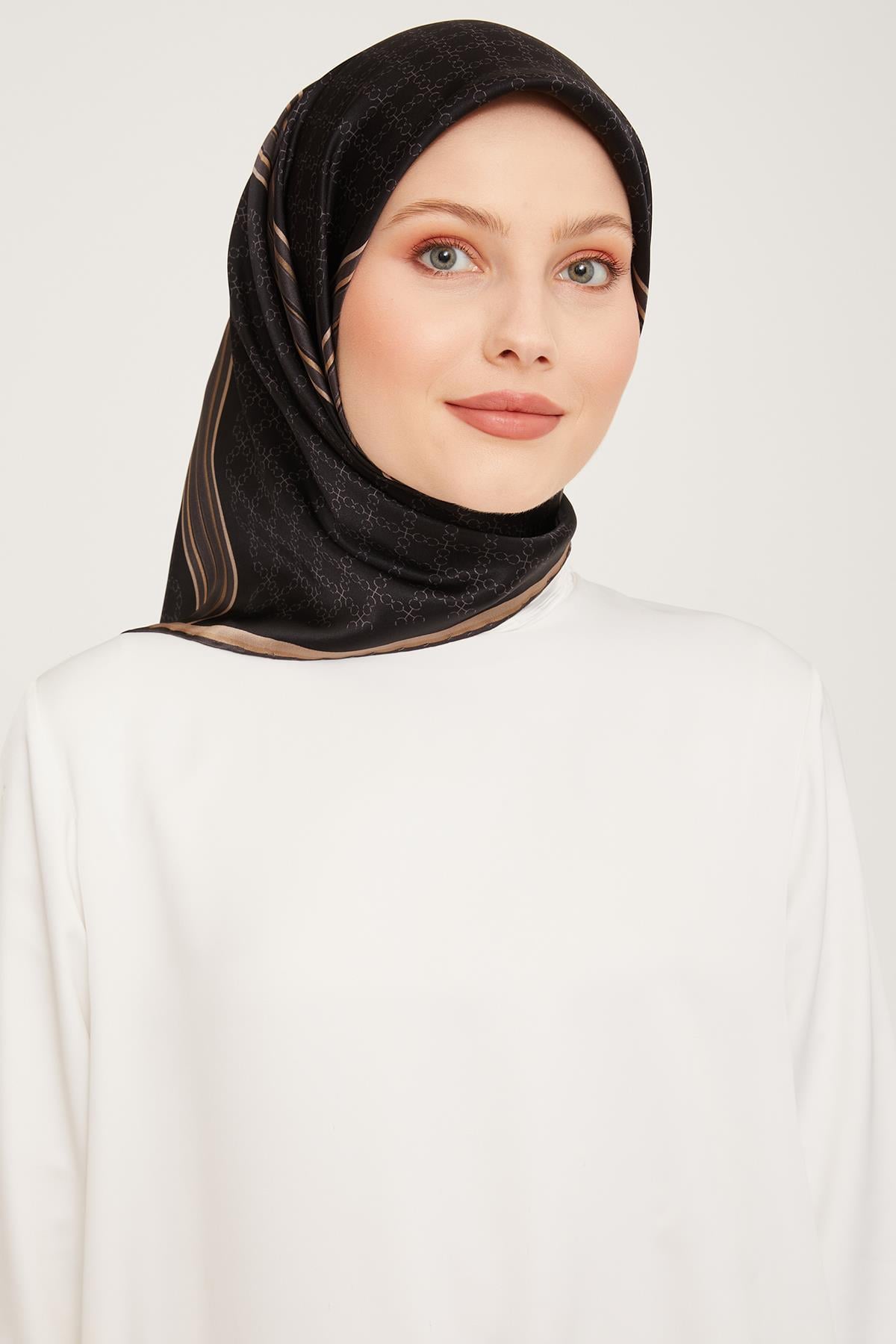 Armine İpek Eşarp Nostalji - 9054-01 Siyah Vizon Twill