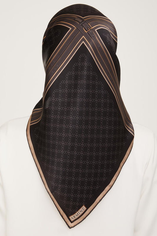 Armine İpek Eşarp Nostalji - 9054-01 Siyah Vizon Twill