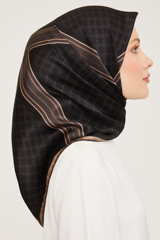 Armine İpek Eşarp Nostalji - 9054-01 Siyah Vizon Twill