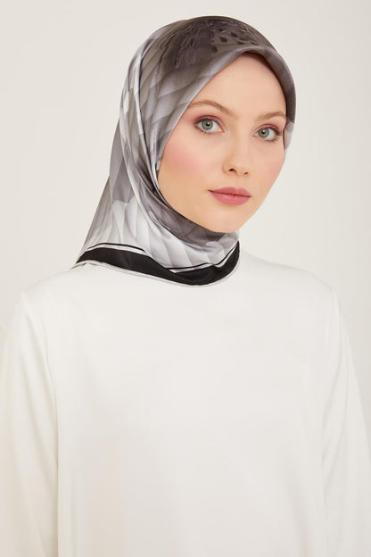 Armine İpek Eşarp Nostalji - 9100-07 Siyah Gri Twill