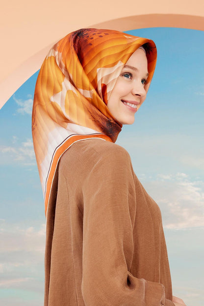 Armine İpek Eşarp Nostalji - 9100-31 Turuncu Twill
