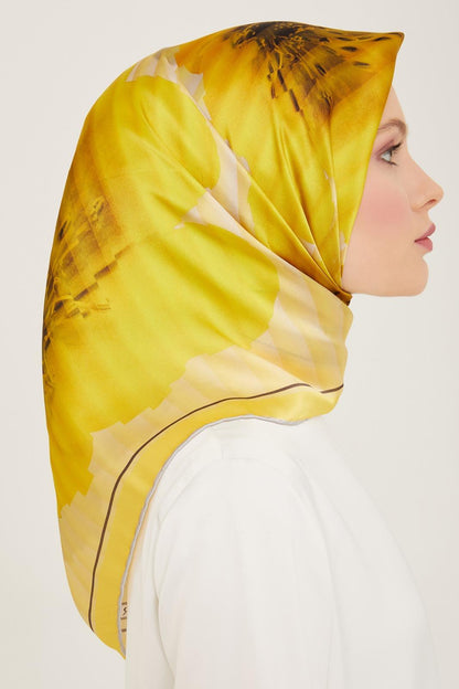 Armine İpek Eşarp 2024 Yaz - 9100-86 Sarı Twill