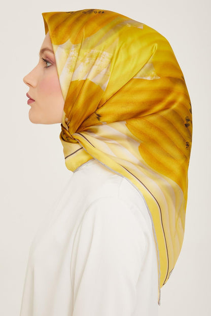 Armine İpek Eşarp 2024 Yaz - 9100-86 Sarı Twill