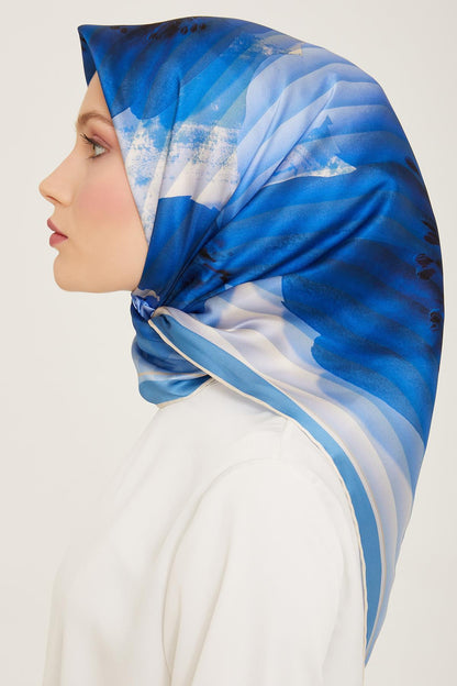 Armine İpek Eşarp Nostalji - 9100-87 Mavi Twill