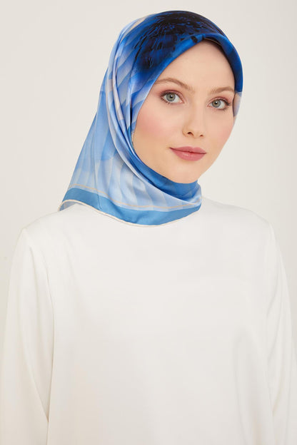 Armine İpek Eşarp Nostalji - 9100-87 Mavi Twill