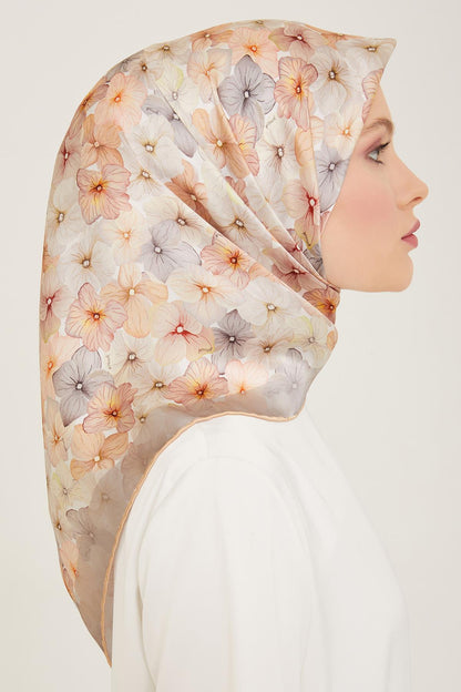 Armine İpek Eşarp 2024 Yaz - 9108-33 Krem Gri Twill