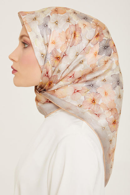 Armine İpek Eşarp 2024 Yaz - 9108-33 Krem Gri Twill