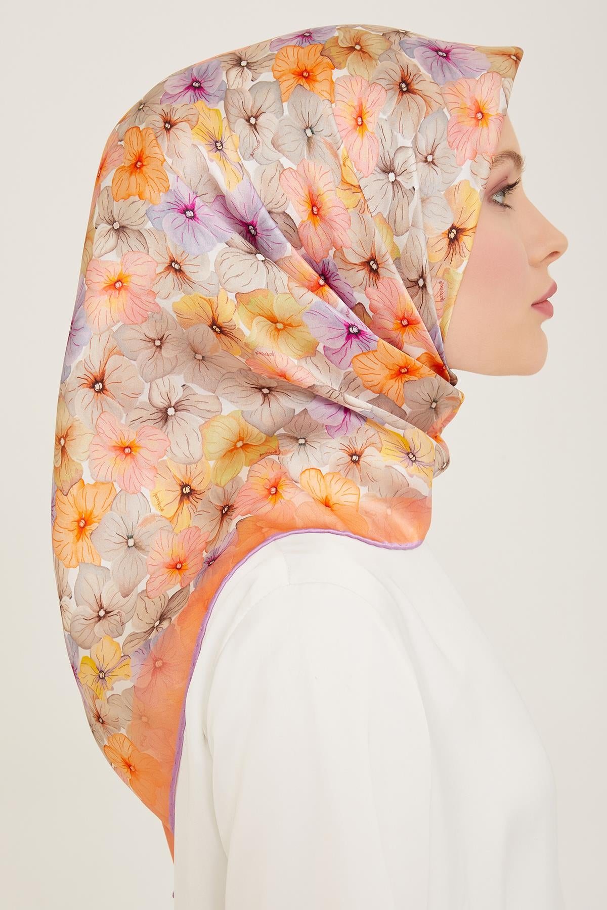 Armine İpek Eşarp 2024 Yaz - 9108-35 Somon Twill