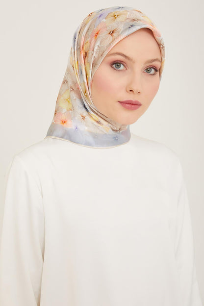 Armine İpek Eşarp 2024 Yaz - 9108-36 Bebe Mavi Twill