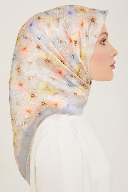 Armine İpek Eşarp 2024 Yaz - 9108-36 Bebe Mavi Twill