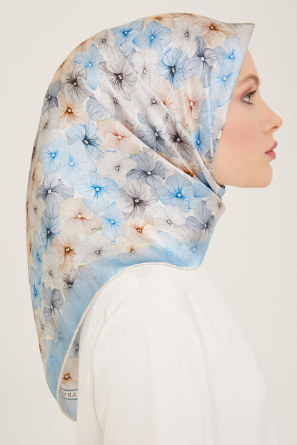 Armine İpek Eşarp 2024 Yaz - 9108-83 Açık Mavi Twill