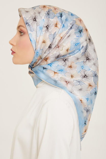 Armine İpek Eşarp 2024 Yaz - 9108-83 Açık Mavi Twill