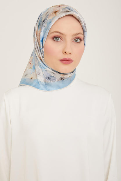 Armine İpek Eşarp 2024 Yaz - 9108-83 Açık Mavi Twill