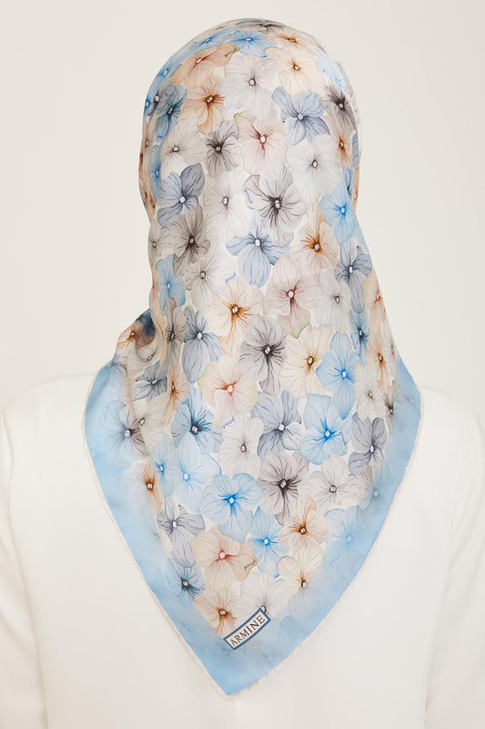 Armine İpek Eşarp 2024 Yaz - 9108-83 Açık Mavi Twill