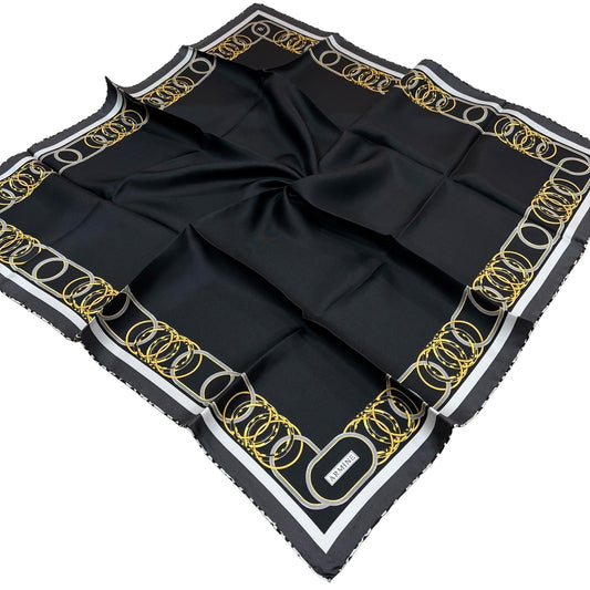 Armine İpek Eşarp 2024 Yaz - 9175-54 Siyah Gold Twill