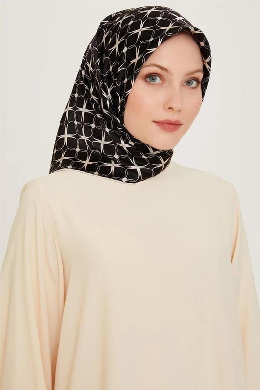 Armine İpek Eşarp Nostalji - 9207-04 Siyah Beyaz Sura
