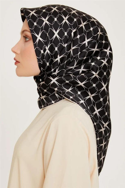 Armine İpek Eşarp 2025 Kış - 9207-04 Siyah Twill