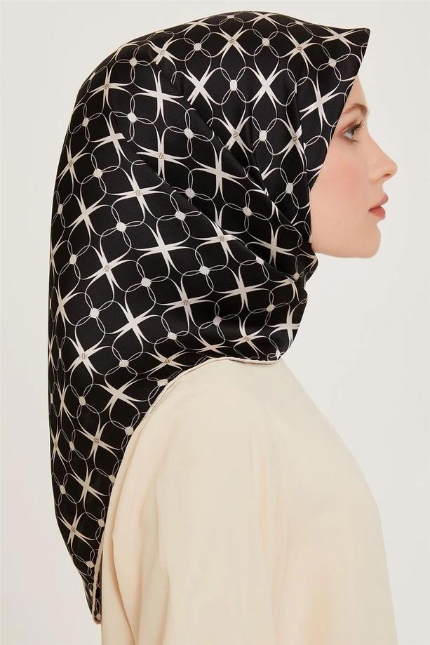 Armine İpek Eşarp 2025 Kış - 9207-04 Siyah Twill