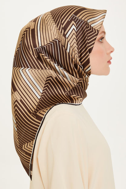 Armine İpek Eşarp 2025 Kış - 9218-35 Koyu Kahve Twill