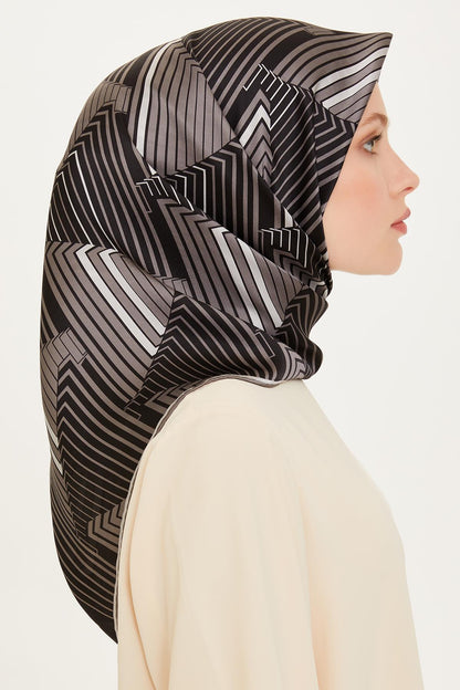 Armine İpek Eşarp 2025 Kış - 9218-81 Siyah Füme Sura