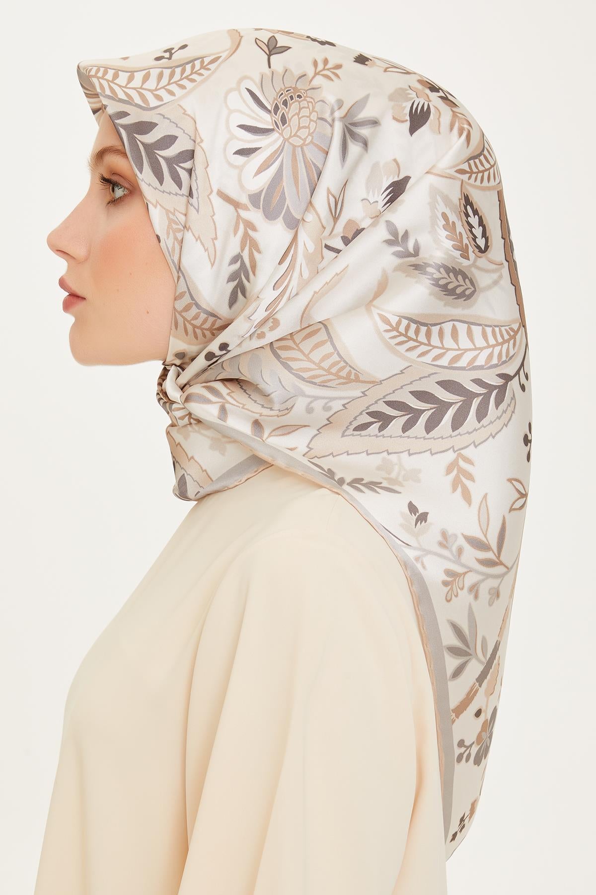 Armine İpek Eşarp 2025 Kış - 9227-85 Bej Twill