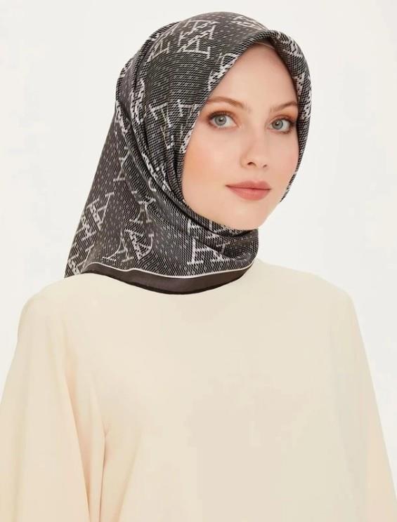Armine İpek Eşarp 2025 Kış - 9228-54 Siyah Füme Twill