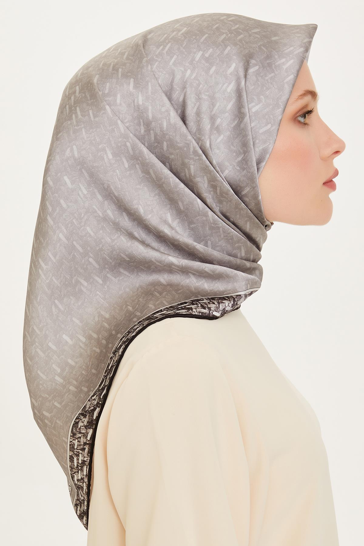 Armine İpek Eşarp 2025 Kış - 9230-02 Açık Gri Twill