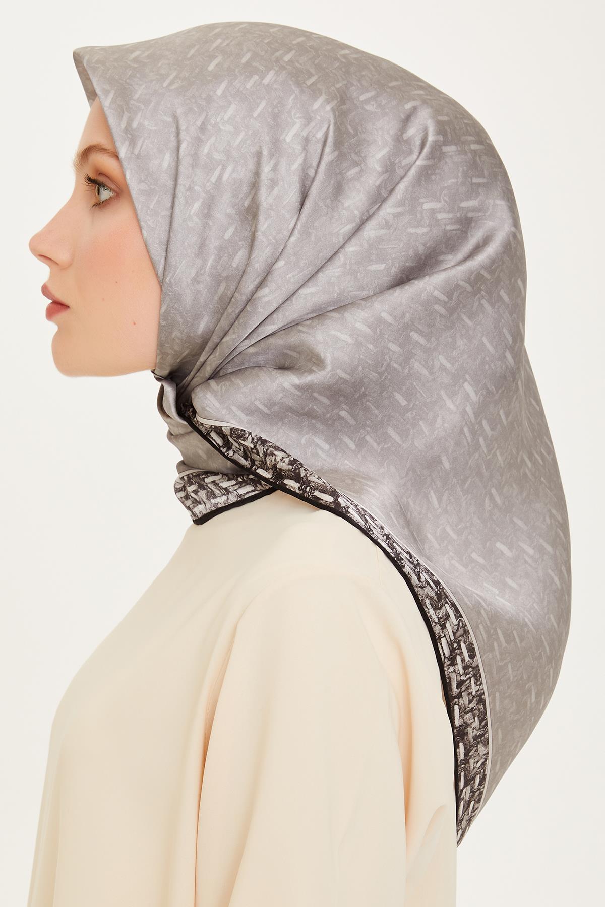 Armine İpek Eşarp 2025 Kış - 9230-02 Açık Gri Twill